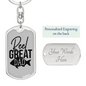 Reel Great Dad Fishing Plain Keychain Stainless Steel or 18k Gold Dog Tag Keyring-Express Your Love Gifts