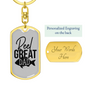 Reel Great Dad Fishing Plain Keychain Stainless Steel or 18k Gold Dog Tag Keyring-Express Your Love Gifts