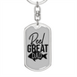 Reel Great Dad Fishing Plain Keychain Stainless Steel or 18k Gold Dog Tag Keyring-Express Your Love Gifts