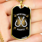 Reel Happy Fishing Necklace Stainless Steel or 18k Gold Dog Tag 24" Chain-Express Your Love Gifts