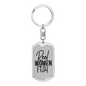 Reel Women Fish Fishing Keychain Stainless Steel or 18k Gold Dog Tag Keyring-Express Your Love Gifts