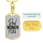 Reel Women Fish Fishing Keychain Stainless Steel or 18k Gold Dog Tag Keyring-Express Your Love Gifts