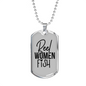 Reel Women Fish Fishing Necklace Stainless Steel or 18k Gold Dog Tag 24" Chain-Express Your Love Gifts