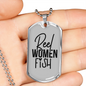 Reel Women Fish Fishing Necklace Stainless Steel or 18k Gold Dog Tag 24" Chain-Express Your Love Gifts