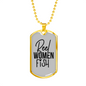 Reel Women Fish Fishing Necklace Stainless Steel or 18k Gold Dog Tag 24" Chain-Express Your Love Gifts