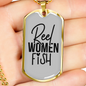 Reel Women Fish Fishing Necklace Stainless Steel or 18k Gold Dog Tag 24" Chain-Express Your Love Gifts