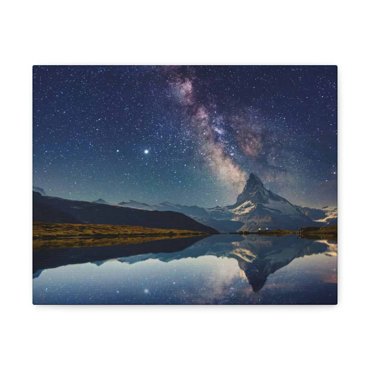 Reflection of Milky Way and Mountain on the Lake Scene Beautiful Amazing and Remarkable Night Beauty Nature Scene Starry Sky Over the Lake Wall Art Ready to Hang Unframed-Express Your Love Gifts