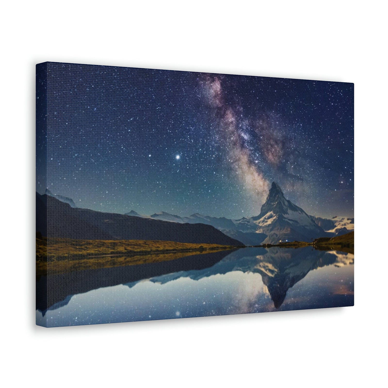 Reflection of Milky Way and Mountain on the Lake Scene Beautiful Amazing and Remarkable Night Beauty Nature Scene Starry Sky Over the Lake Wall Art Ready to Hang Unframed-Express Your Love Gifts