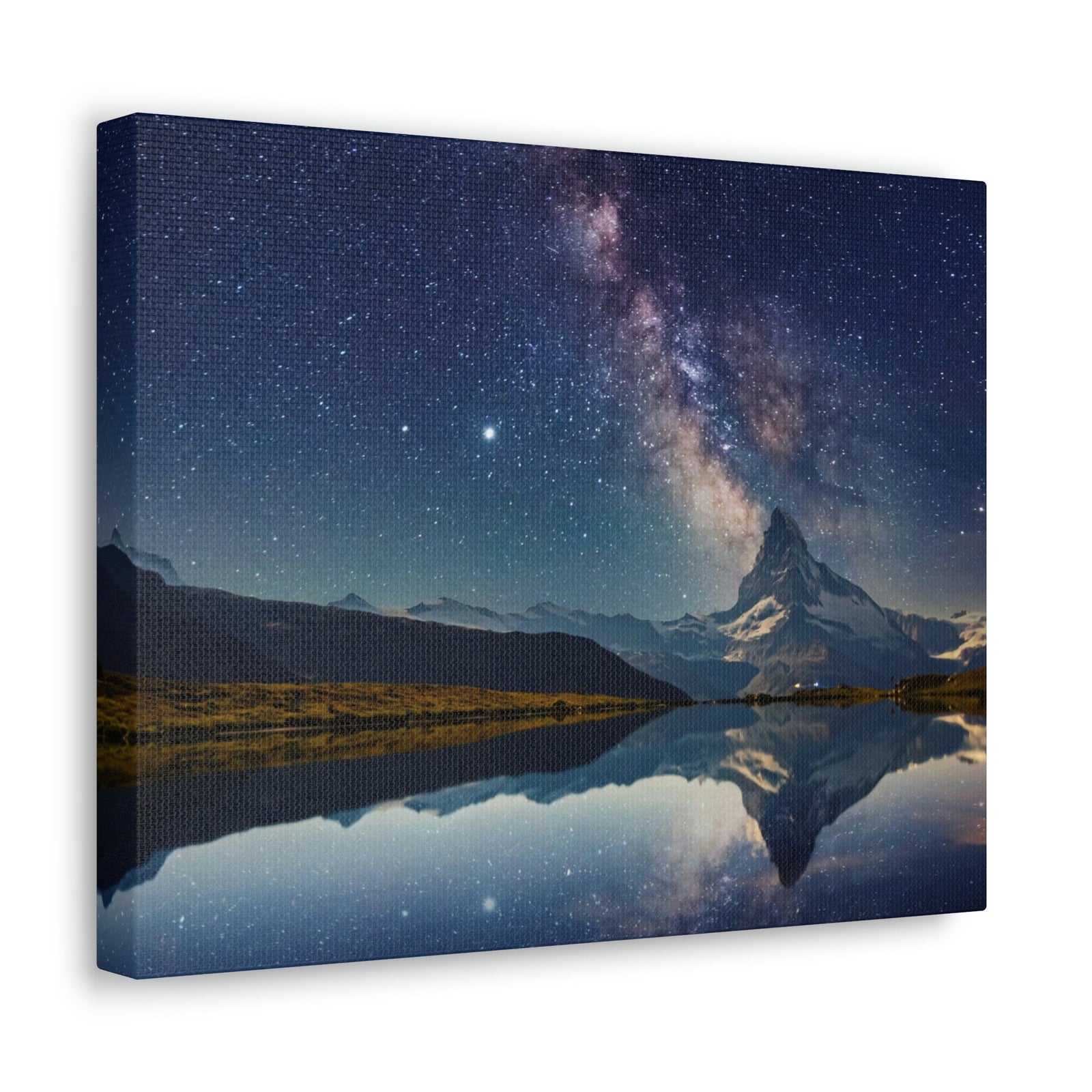 Reflection of Milky Way and Mountain on the Lake Scene Beautiful Amazing and Remarkable Night Beauty Nature Scene Starry Sky Over the Lake Wall Art Ready to Hang Unframed-Express Your Love Gifts