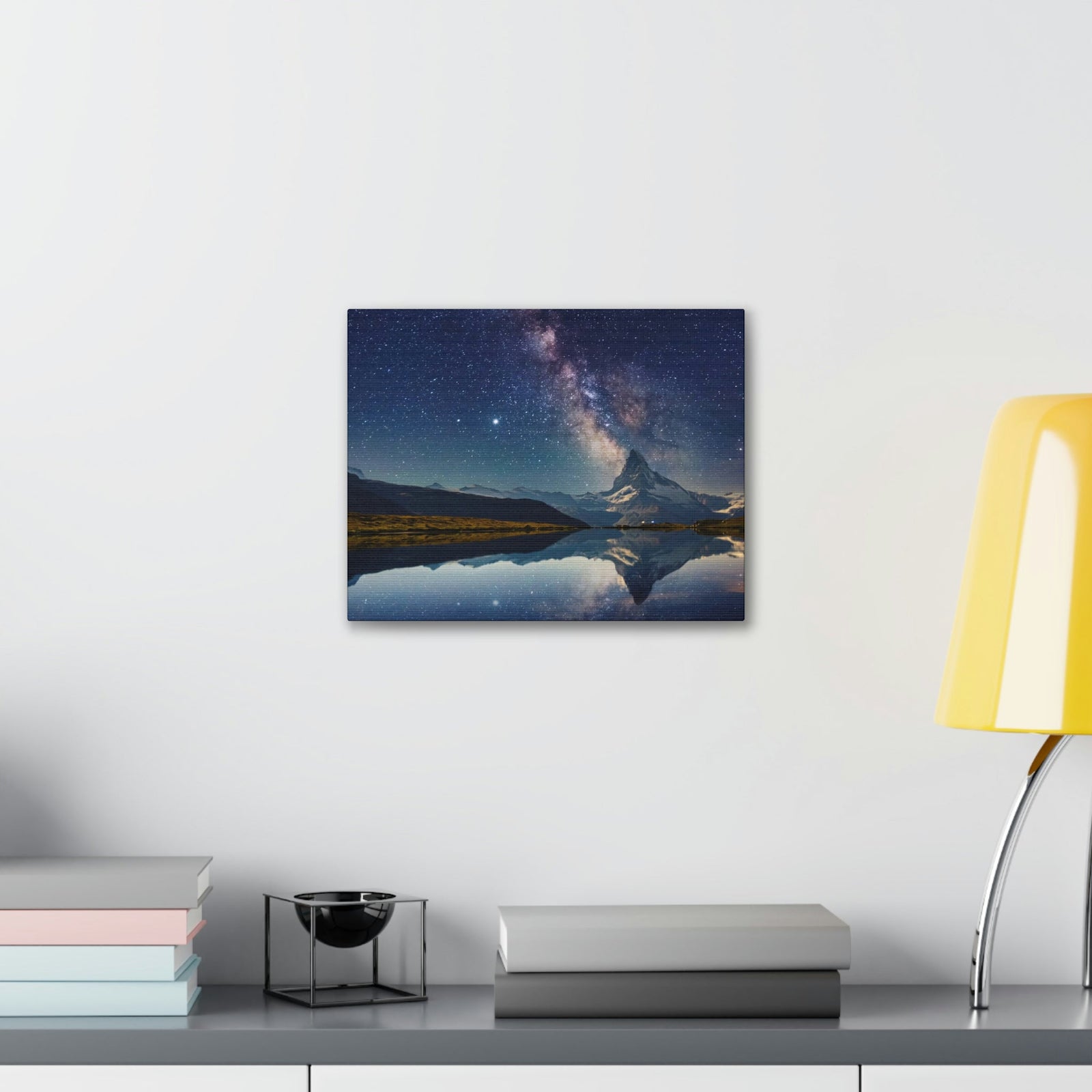 Reflection of Milky Way and Mountain on the Lake Scene Beautiful Amazing and Remarkable Night Beauty Nature Scene Starry Sky Over the Lake Wall Art Ready to Hang Unframed-Express Your Love Gifts
