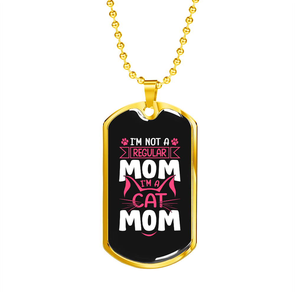 Regular Cat Mom Necklace Stainless Steel or 18k Gold Dog Tag 24" Chain-Express Your Love Gifts