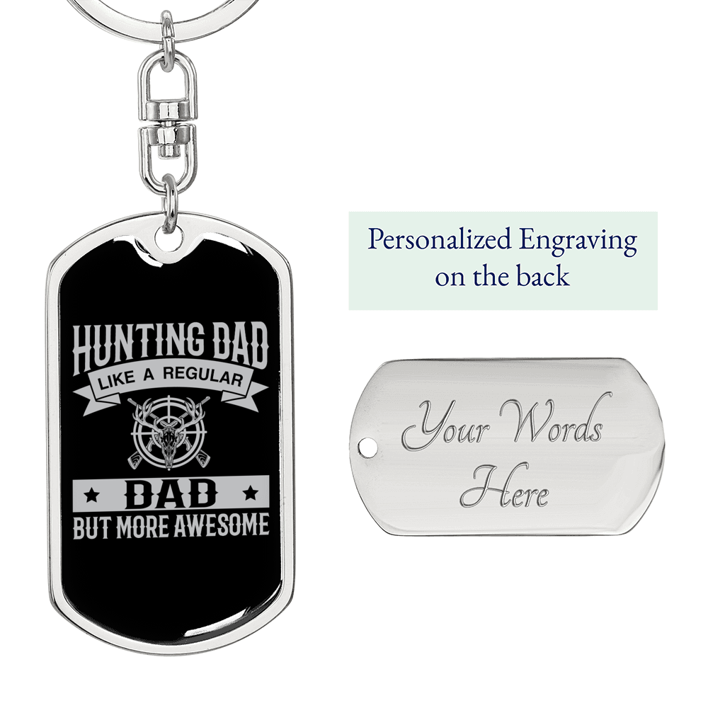 Regular Hunting Dad Keychain Stainless Steel or 18k Gold Dog Tag Keyring-Express Your Love Gifts