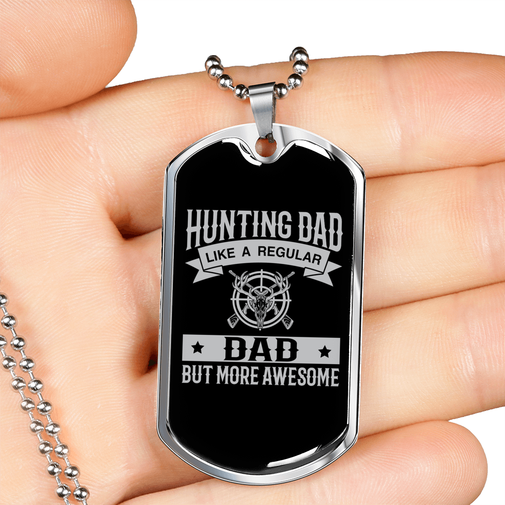 Regular Hunting Dad Necklace Stainless Steel or 18k Gold Dog Tag 24" Chain-Express Your Love Gifts