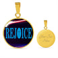 Rejoice Philippians Verse Stainless Steel or 18k Gold Circle Necklace 18-22"-Express Your Love Gifts