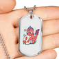Reptile Necklace Cute Pink Waterdragon Necklace Stainless Steel or 18k Gold Dog Tag 24" Chain-Express Your Love Gifts