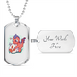 Reptile Necklace Cute Pink Waterdragon Necklace Stainless Steel or 18k Gold Dog Tag 24" Chain-Express Your Love Gifts