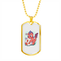 Reptile Necklace Cute Pink Waterdragon Necklace Stainless Steel or 18k Gold Dog Tag 24" Chain-Express Your Love Gifts