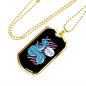 Reptile Necklace Green Long Snake Necklace Stainless Steel or 18k Gold Dog Tag 24" Chain-Express Your Love Gifts