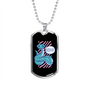 Reptile Necklace Green Long Snake Necklace Stainless Steel or 18k Gold Dog Tag 24" Chain-Express Your Love Gifts