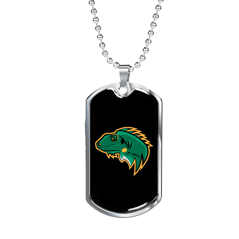 Reptile Necklace Green Reptile Lizard Necklace Stainless Steel or 18k Gold Dog Tag 24" Chain-Express Your Love Gifts