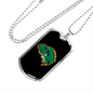 Reptile Necklace Green Reptile Lizard Necklace Stainless Steel or 18k Gold Dog Tag 24" Chain-Express Your Love Gifts