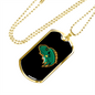 Reptile Necklace Green Reptile Lizard Necklace Stainless Steel or 18k Gold Dog Tag 24" Chain-Express Your Love Gifts