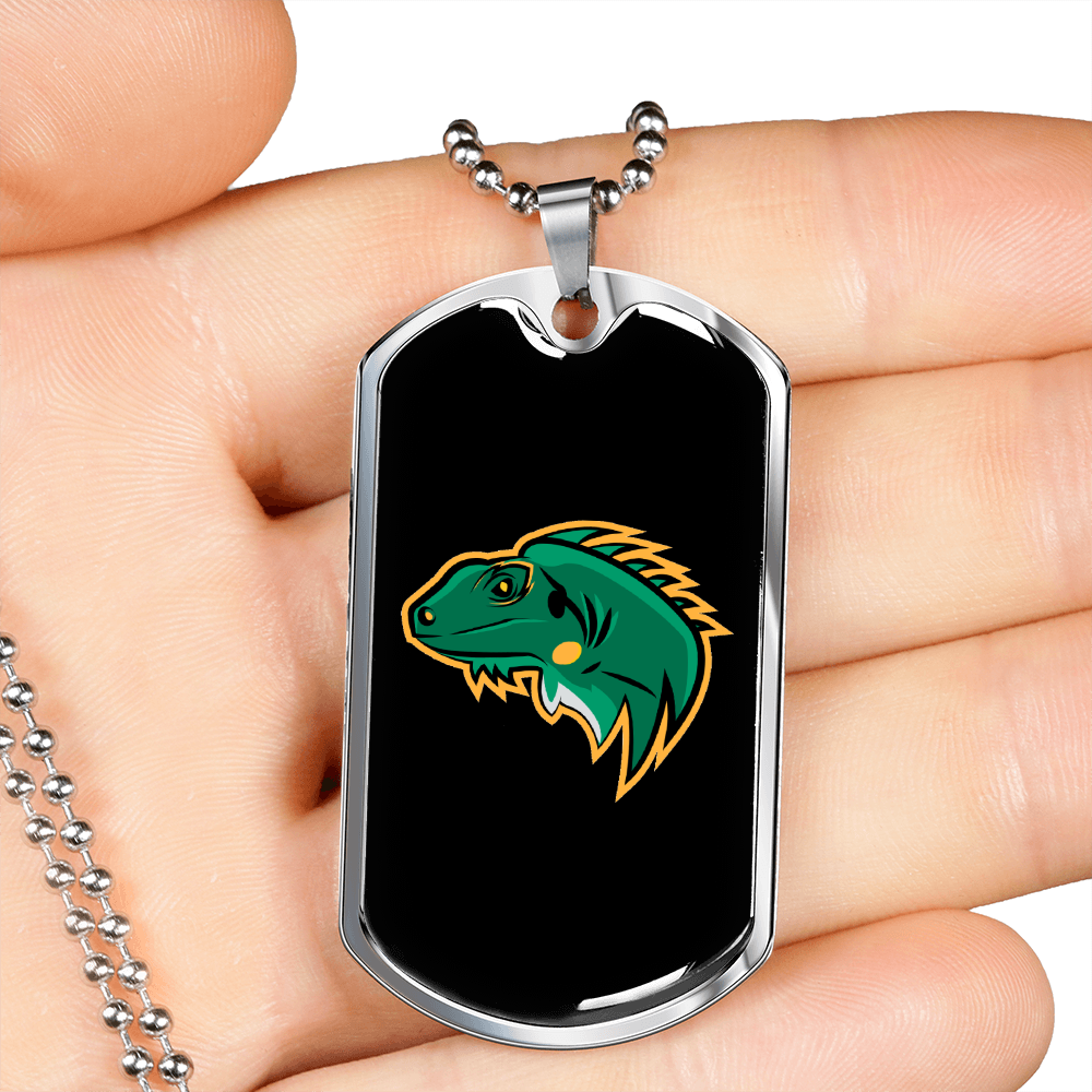 Reptile Necklace Green Reptile Lizard Necklace Stainless Steel or 18k Gold Dog Tag 24" Chain-Express Your Love Gifts
