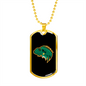 Reptile Necklace Green Reptile Lizard Necklace Stainless Steel or 18k Gold Dog Tag 24" Chain-Express Your Love Gifts