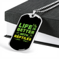 Reptile Necklace Life Is Better With Reptiles Green Necklace Stainless Steel or 18k Gold Dog Tag 24" Chain-Express Your Love Gifts