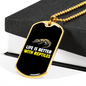 Reptile Necklace Life Is Better With Reptiles Necklace Stainless Steel or 18k Gold Dog Tag 24" Chain-Express Your Love Gifts