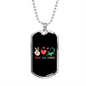 Reptile Necklace Peace With Lizards Necklace Stainless Steel or 18k Gold Dog Tag 24" Chain-Express Your Love Gifts