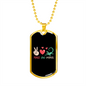 Reptile Necklace Peace With Lizards Necklace Stainless Steel or 18k Gold Dog Tag 24" Chain-Express Your Love Gifts
