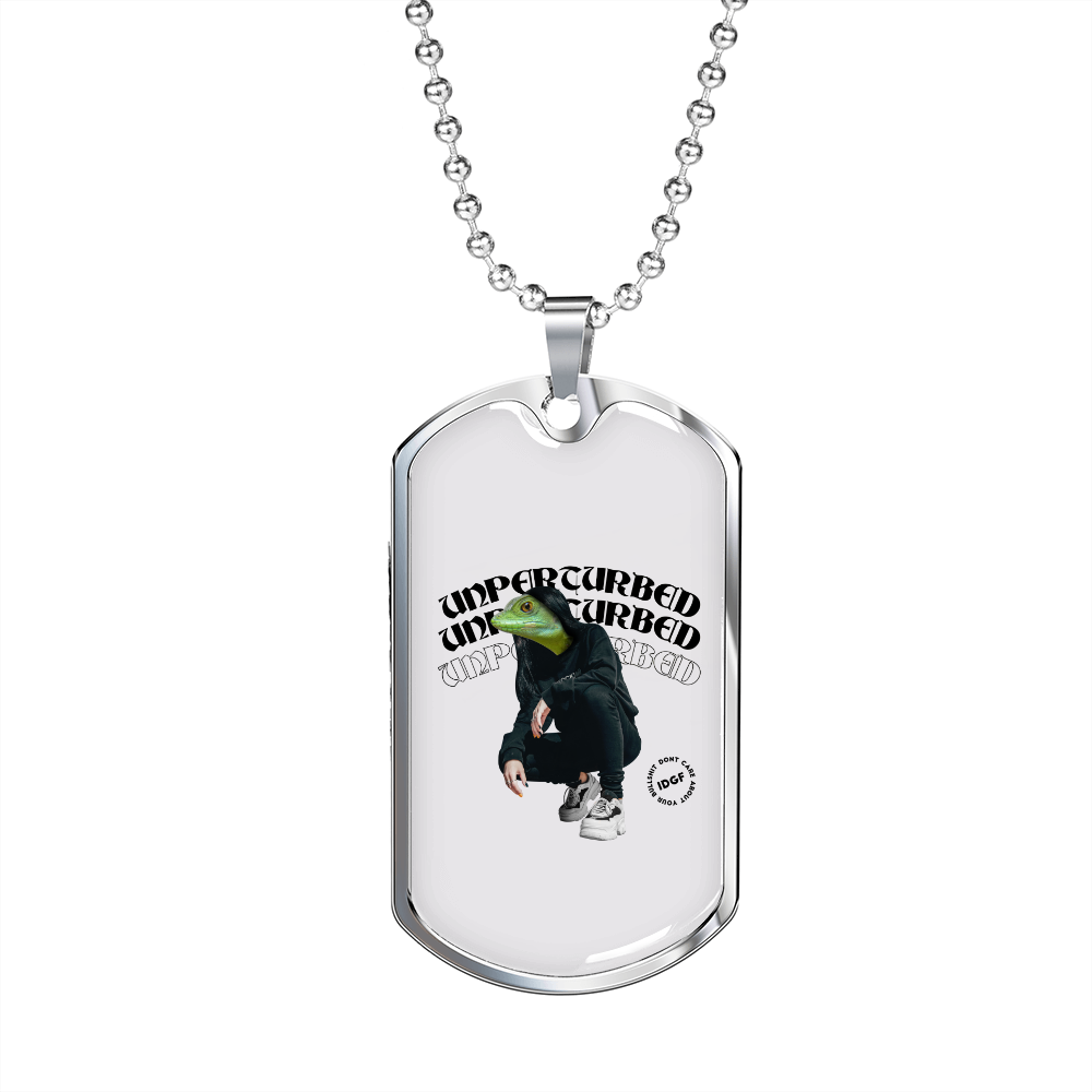 Reptile Necklace Unperturbed Lizard Necklace Stainless Steel or 18k Gold Dog Tag 24" Chain-Express Your Love Gifts