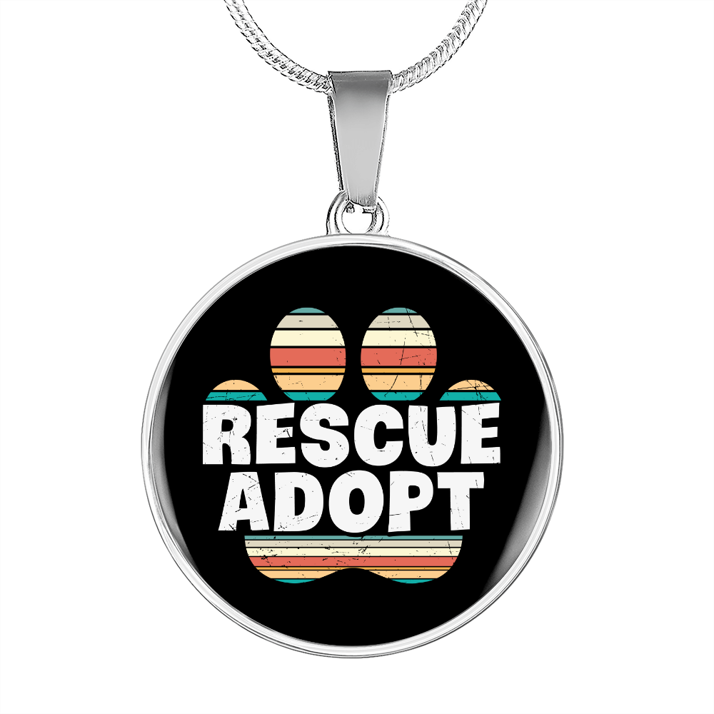 Rescue Adopt Paw Cat Circle Necklace Stainless Steel or 18k Gold 18-22"-Express Your Love Gifts