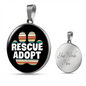Rescue Adopt Paw Cat Circle Necklace Stainless Steel or 18k Gold 18-22"-Express Your Love Gifts