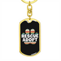 Rescue Adopt Paw Cat Keychain Stainless Steel or 18k Gold Dog Tag Keyring-Express Your Love Gifts