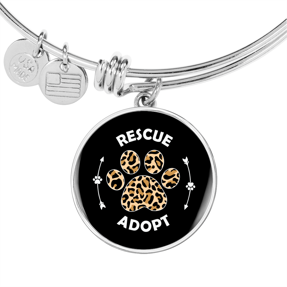 Rescue And Adopt Cat Bracelet Stainless Steel or 18k Gold Circle Bangle-Express Your Love Gifts
