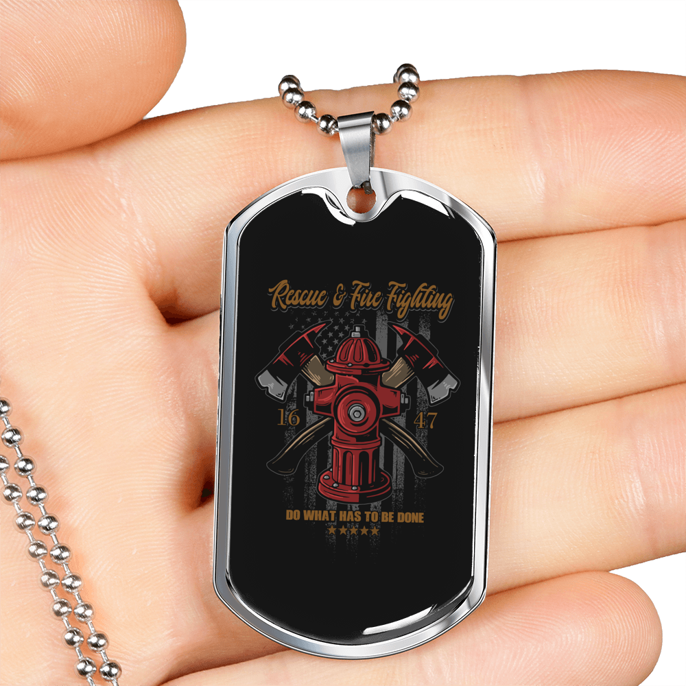 Rescue And Fire Fighting Firefighter Gift Stainless Steel or 18k Gold Dog Tag 24" Chain-Express Your Love Gifts