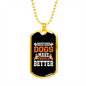 Rescued Dogs Yellow Necklace Stainless Steel or 18k Gold Dog Tag 24" Chain-Express Your Love Gifts