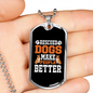 Rescued Dogs Yellow Necklace Stainless Steel or 18k Gold Dog Tag 24" Chain-Express Your Love Gifts