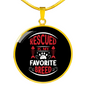 Rescued Is My Favorite Cat Circle Necklace Stainless Steel or 18k Gold 18-22"-Express Your Love Gifts