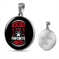 Rescued Is My Favorite Cat Circle Necklace Stainless Steel or 18k Gold 18-22"-Express Your Love Gifts