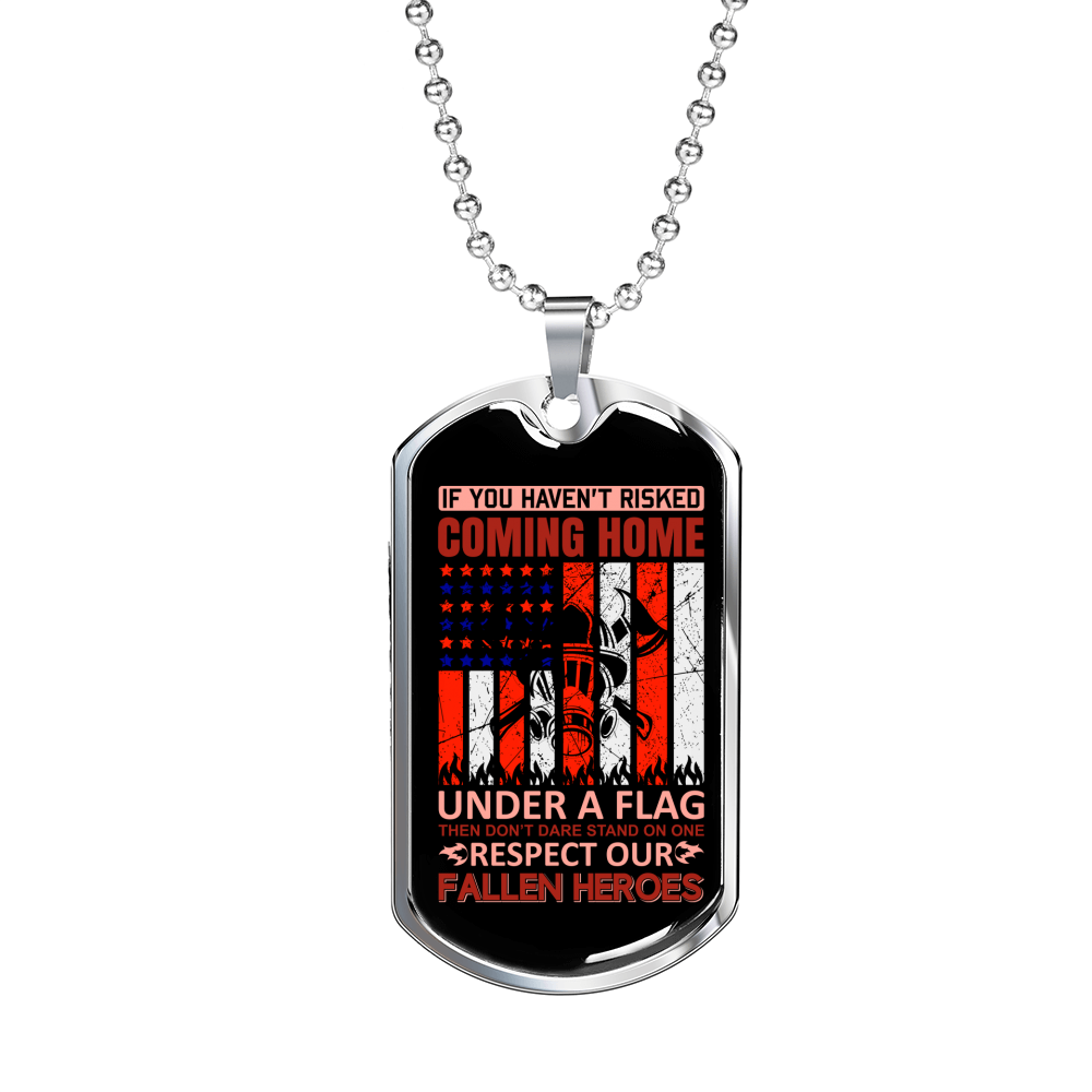 Respect Our Fallen Heroes Necklace Stainless Steel or 18k Gold Dog Tag 24" Chain-Express Your Love Gifts