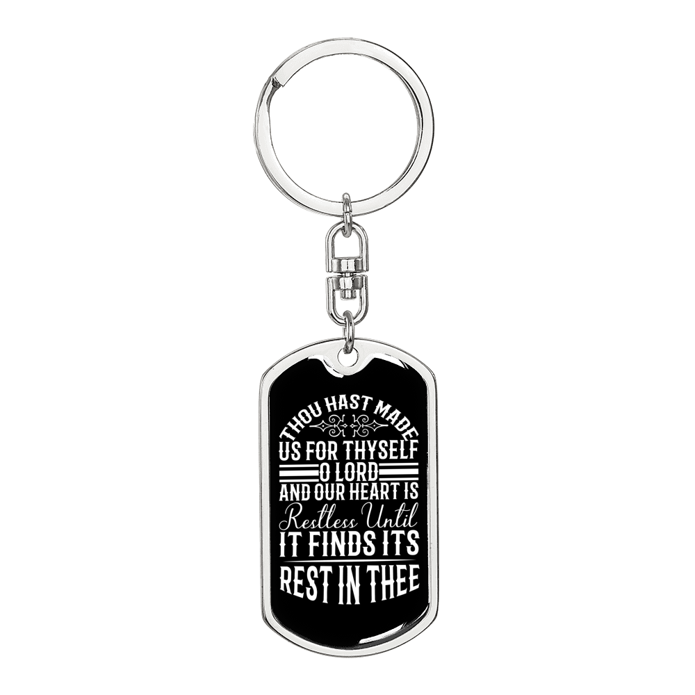 Rest In Thee Keychain Stainless Steel or 18k Gold Dog Tag Keyring-Express Your Love Gifts