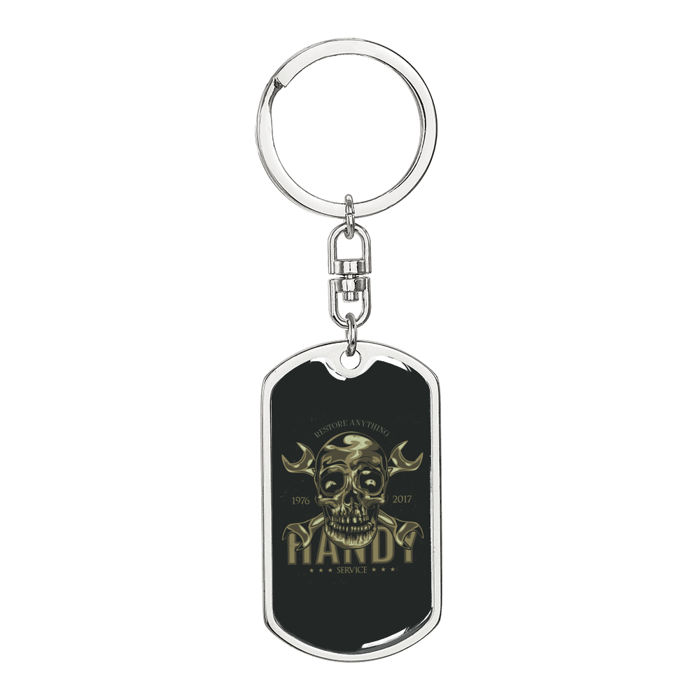 Restore Anything Biker Keychain Stainless Steel or 18k Gold Dog Tag Keyring-Express Your Love Gifts
