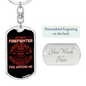 Retired And Survived Firefighter Keychain Stainless Steel or 18k Gold Dog Tag Keyring-Express Your Love Gifts