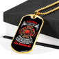 Retired Firefighter Burn Brighter Necklace Stainless Steel or 18k Gold Dog Tag 24" Chain-Express Your Love Gifts