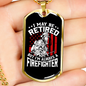 Retired Firefighter Gift Stainless Steel or 18k Gold Dog Tag 24" Chain-Express Your Love Gifts