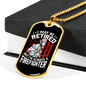 Retired Firefighter Gift Stainless Steel or 18k Gold Dog Tag 24" Chain-Express Your Love Gifts