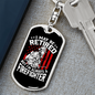 Retired Firefighter Keychain Stainless Steel or 18k Gold Dog Tag Keyring-Express Your Love Gifts